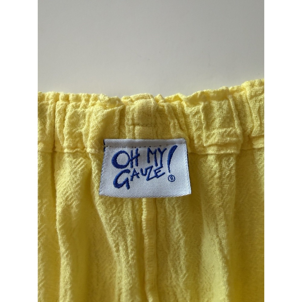 Oh My Gauze Wide Leg Pants Crop Pull On Elastic Sz 2/XL Beach Lagenlook Yellow - Picture 8 of 13